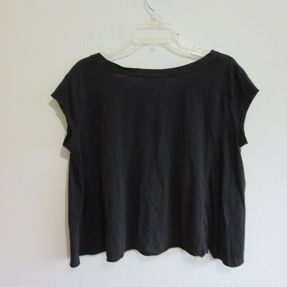 MILLO Black Gothic Grunge Boho S Short Sleeve Relaxed Cotton Top - Picture 4 of 5